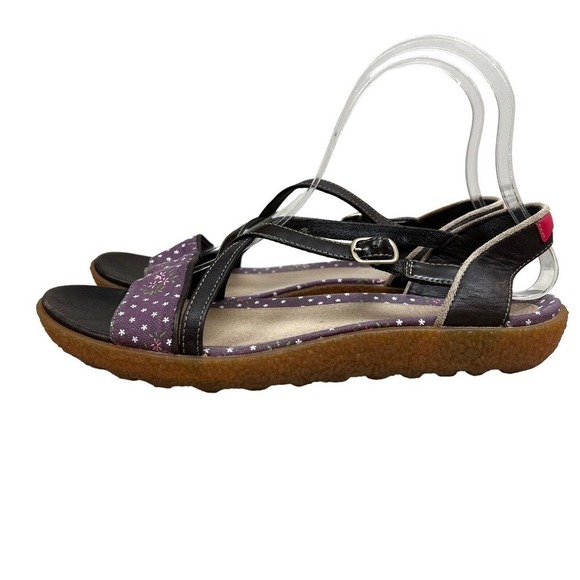 Camper Sandals Brown Leather Cross‎ Straps Floral Print Women Size 7 - Picture 3 of 7